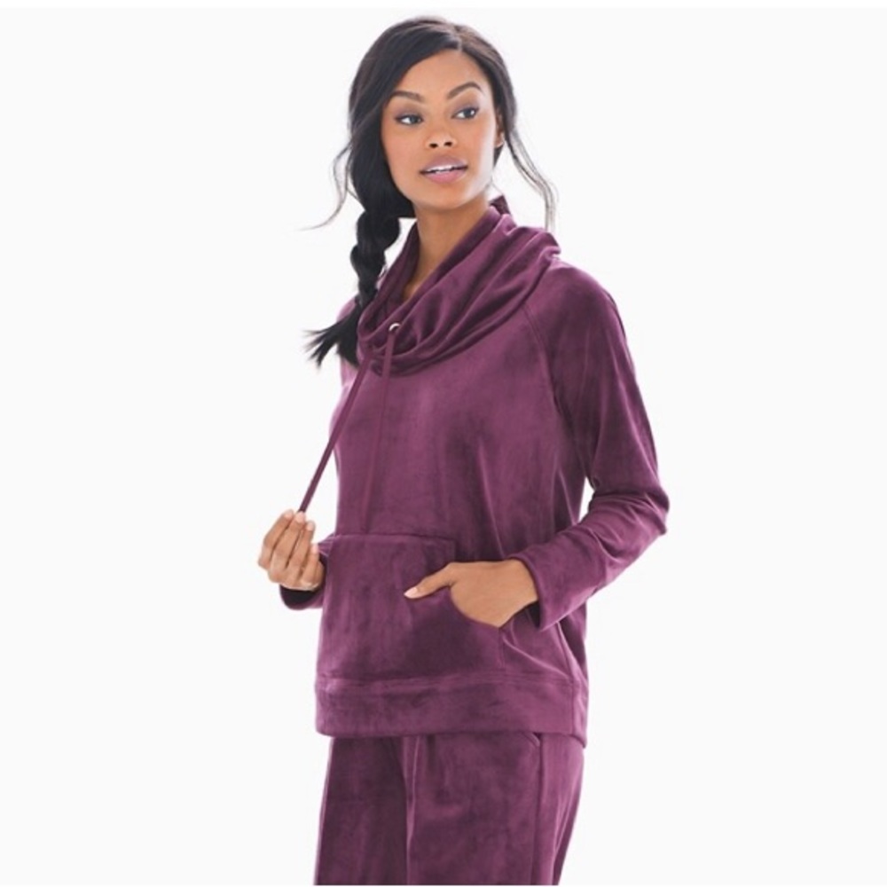 Soma Purple Velour Tunnel Neck Sweatshirt Bordeaux Size Small